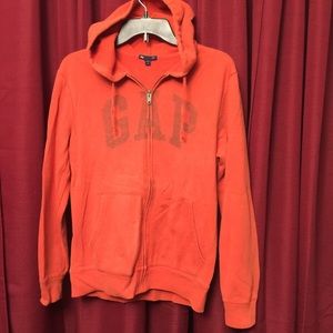 Gap, Full Zip Hooded Orange‎ Sweatshirt-Small